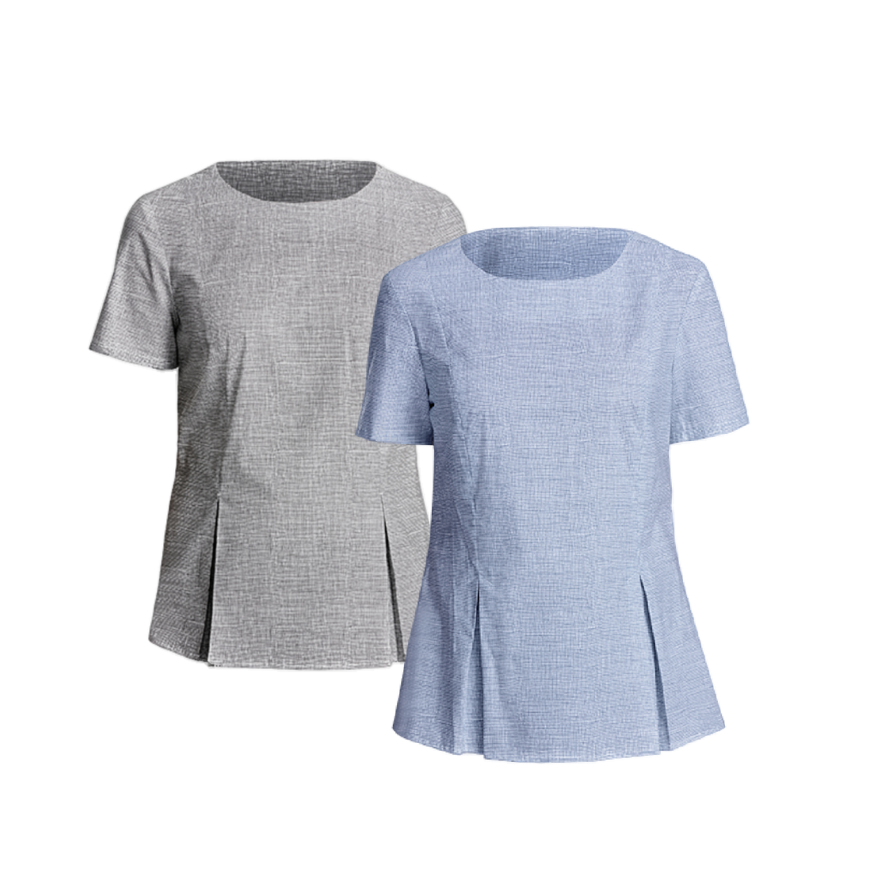 NNT Women Hand Drawn Print Short Sleeve Peplum Top Curved Neckline Formal CATU5X-Collins Clothing Co