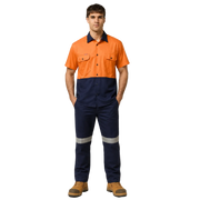 Hard Yakka Mens Lightweight Vented Shirt & Reflective Work Pants Uniform Set  Workwear HYSET001