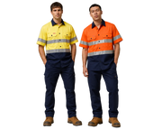 Hard Yakka Mens Hi-Vis Shirt & Comfort Waist Pants Uniform Set Workwear HYSET002