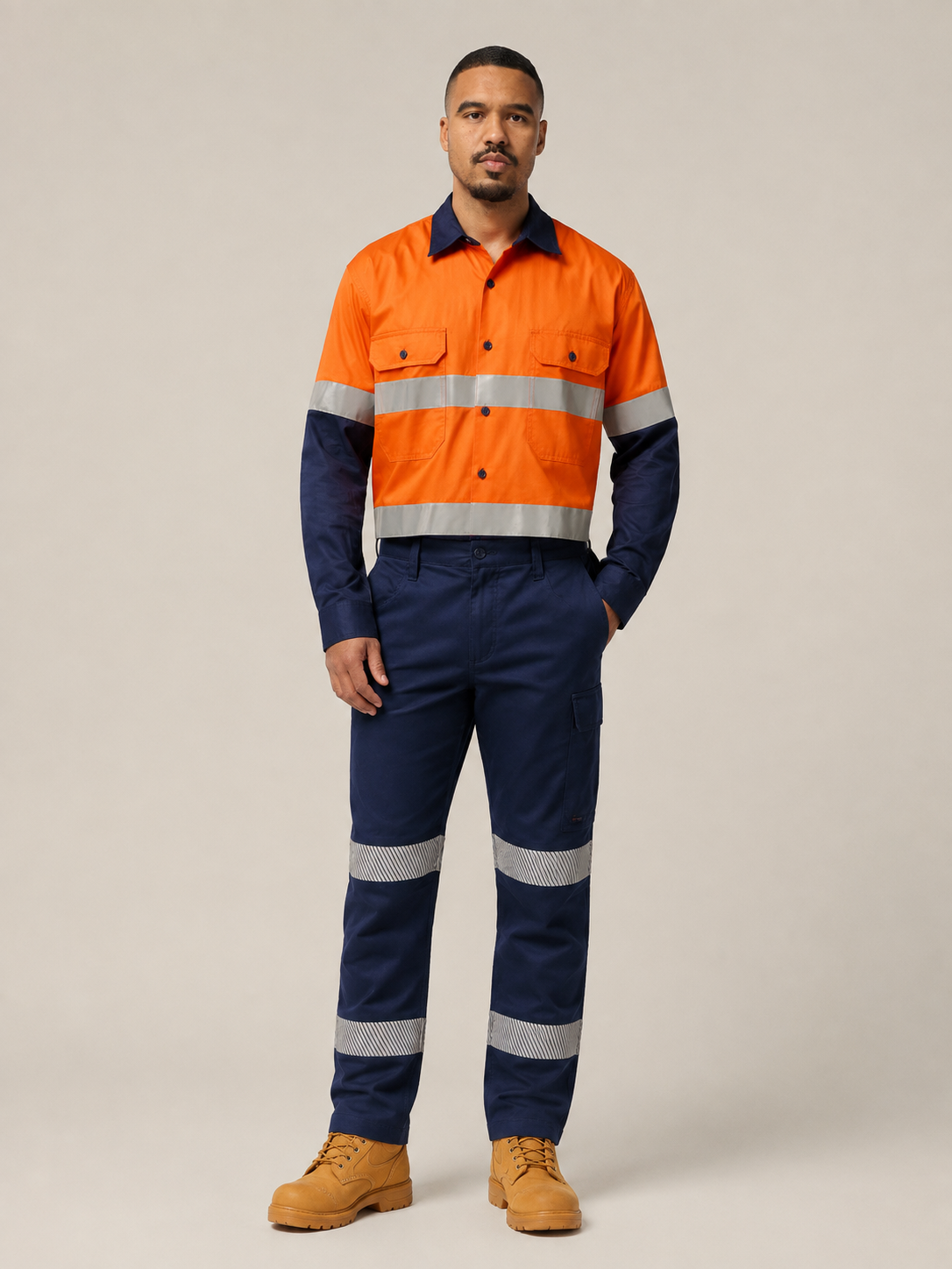 Hard Yakka Hi-Vis Two-Tone Shirt &amp; Drycool Reflective Pants Uniform Set HYSET009