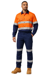 Hard Yakka Hi-Vis Two-Tone Shirt &amp; Drycool Reflective Pants Uniform Set HYSET009