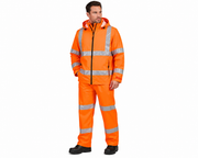 Portwest Hi-Vis Orange Waterproof Rain Jacket & Pants Set PWSET006