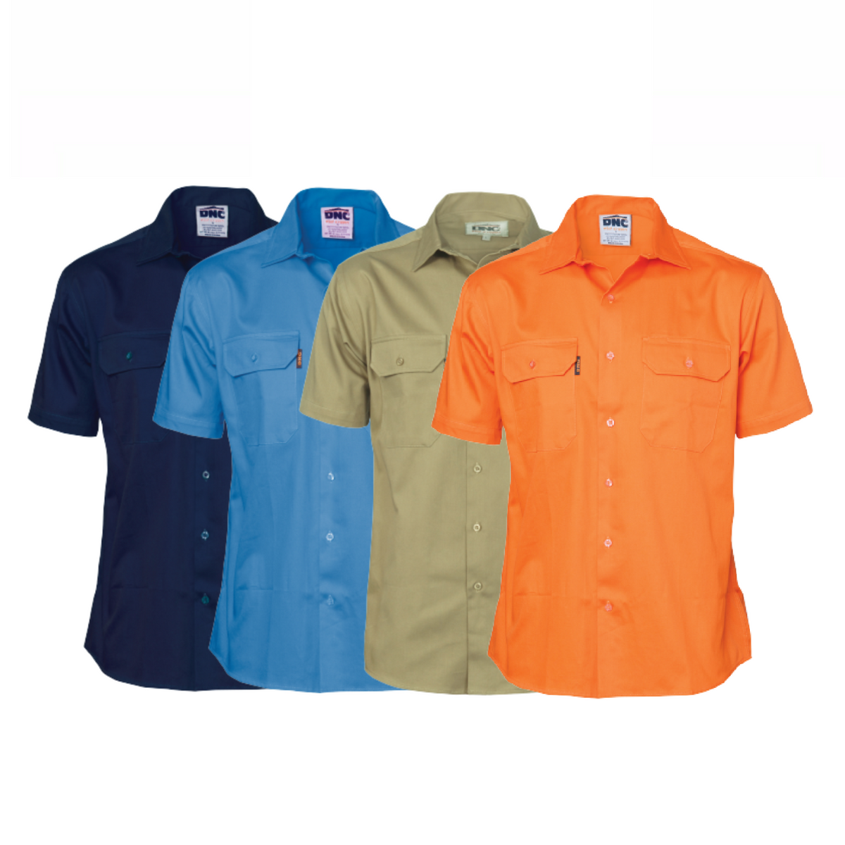 DNC Workwear Mens Cotton Drill Safety Shirt Short Sleeve Comfortable  3201-Collins Clothing Co