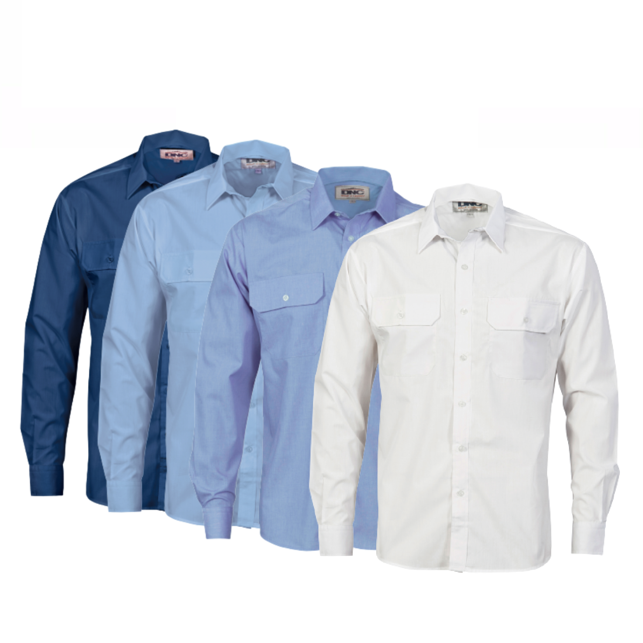 DNC Workwear Mens Polyester Cotton Work Shirt Long Sleeve Business Casual 3212-Collins Clothing Co