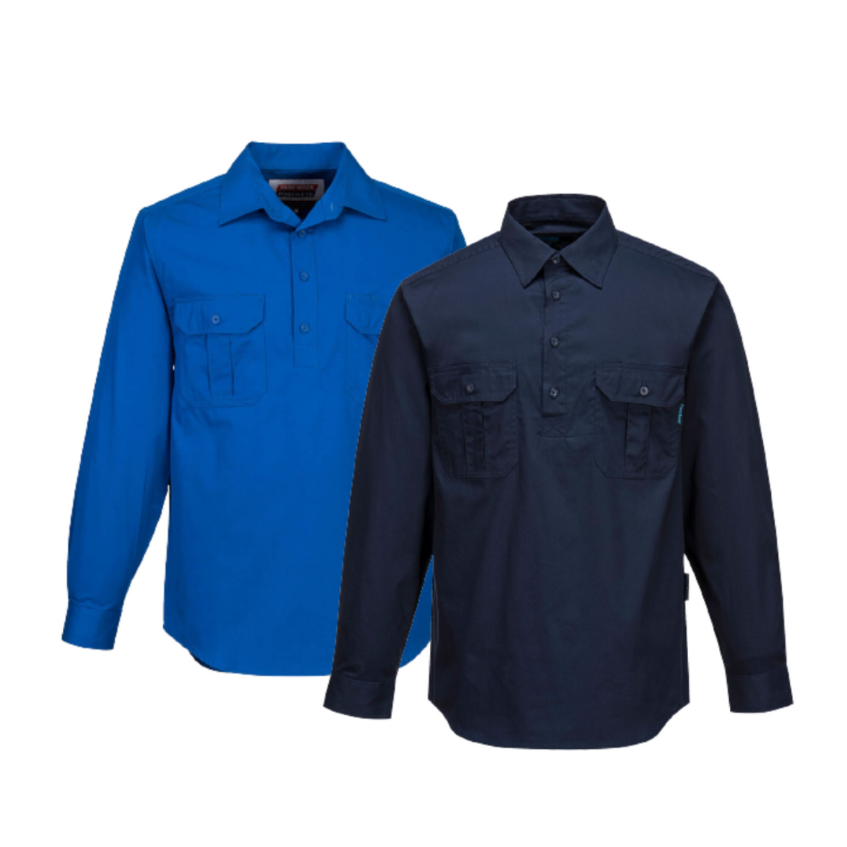 Portwest Adelaide Shirt, Long Sleeve, Light Weight Cotton Polo Shirt MC903-Collins Clothing Co