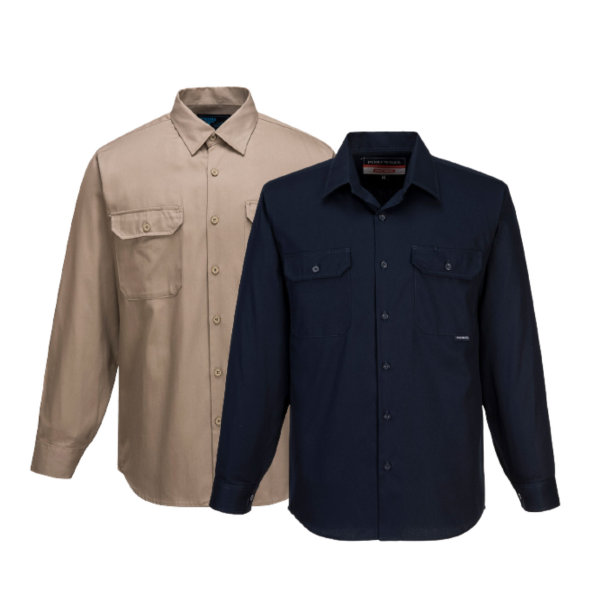 Portwest Adelaide Shirt, Long Sleeve, Regular Weight Button Front Closure MS903-Collins Clothing Co