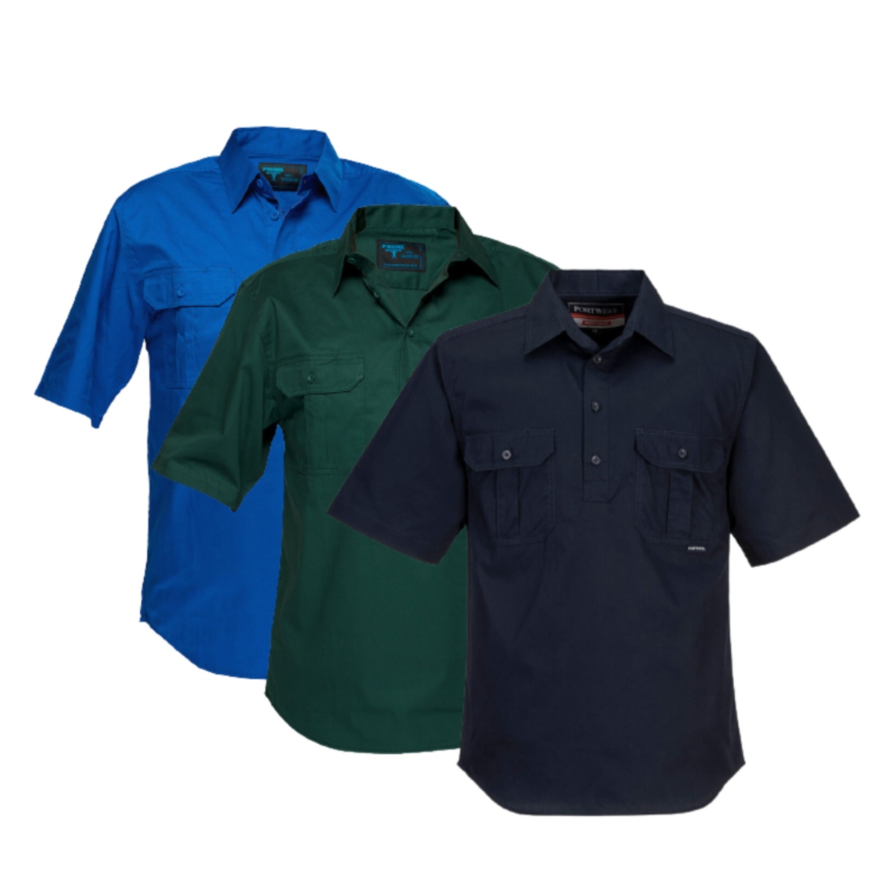 Portwest Adelaide Shirt, Short Sleeve, Light Weight Cotton Polo Shirt MC905-Collins Clothing Co