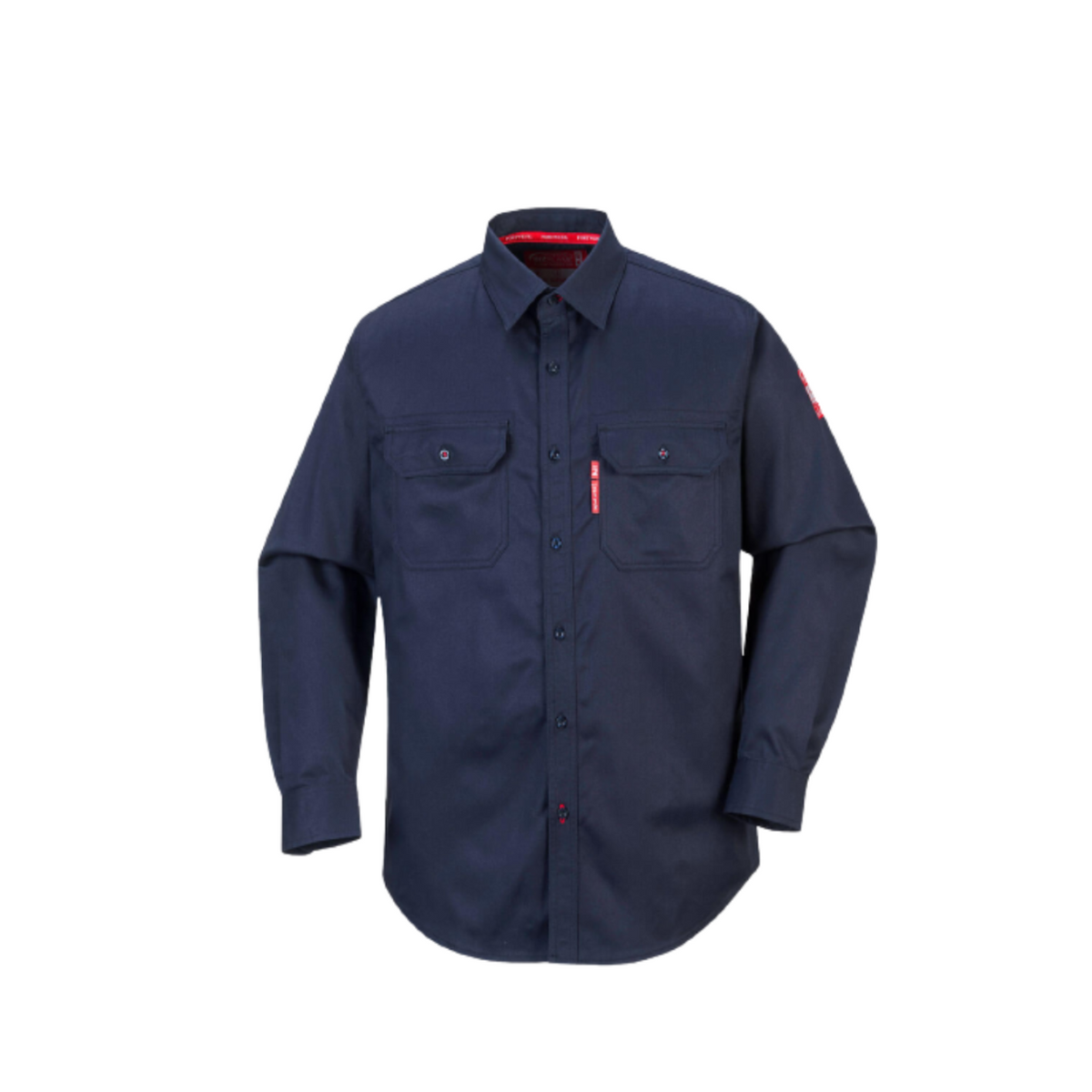 Portwest Bizflame 88/12 Shirt Navy Collared Button Flap Closure Long Sleeve FR89-Collins Clothing Co