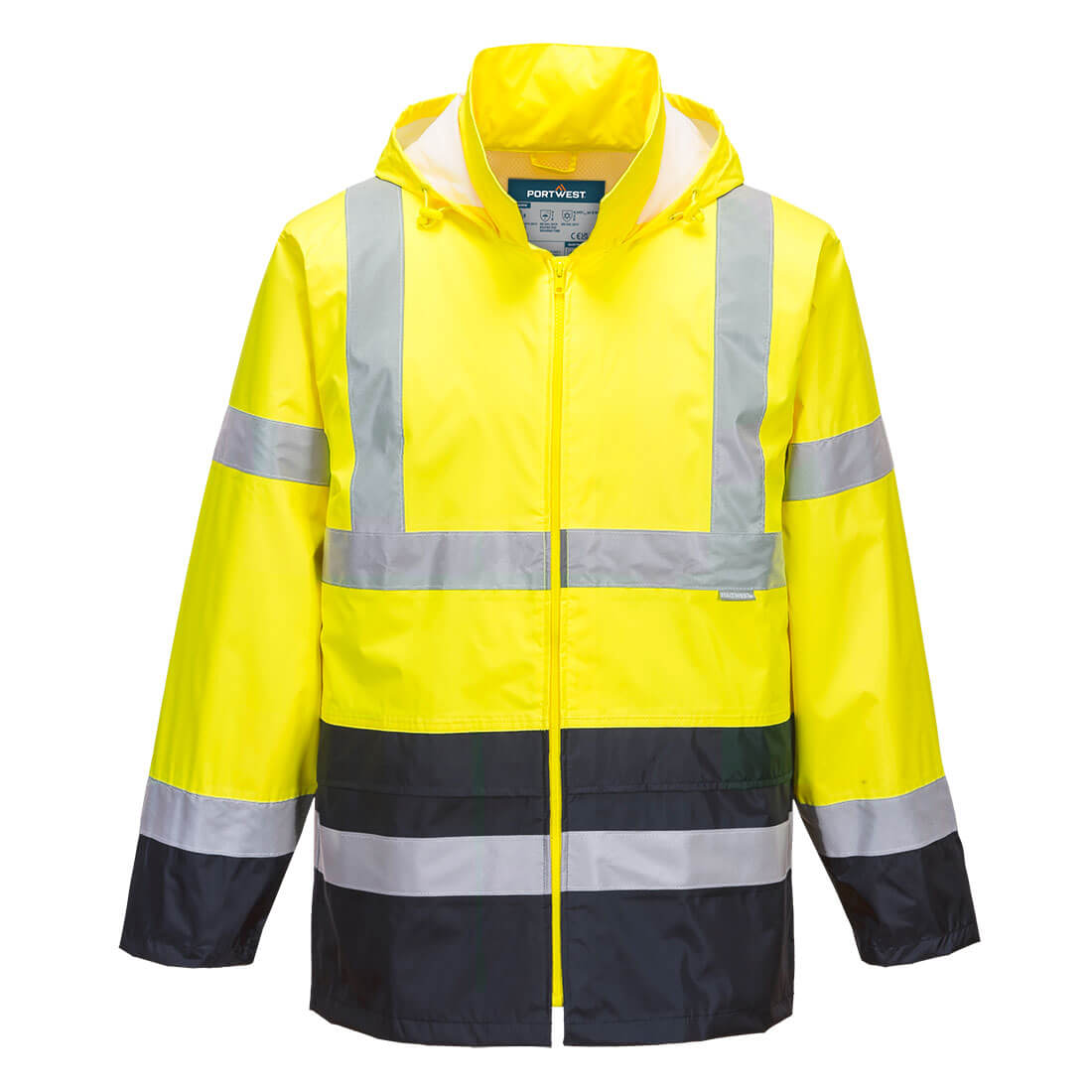 Portwest Hi-Vis Orange &amp; Navy Waterproof Rain Jacket & Pants Set PWSET007