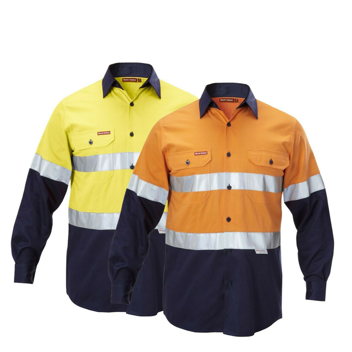 Hard Yakka Work Shirt Hi-Vis Taped Safety Long Sleeve Cotton Drill Y07990-Collins Clothing Co