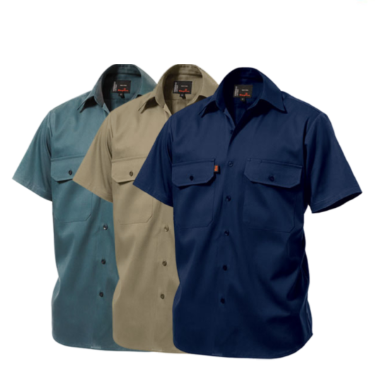 KingGee Mens Open Front Drill Shirt S/S Reinforced Work Cotton Comfy K04030-Collins Clothing Co