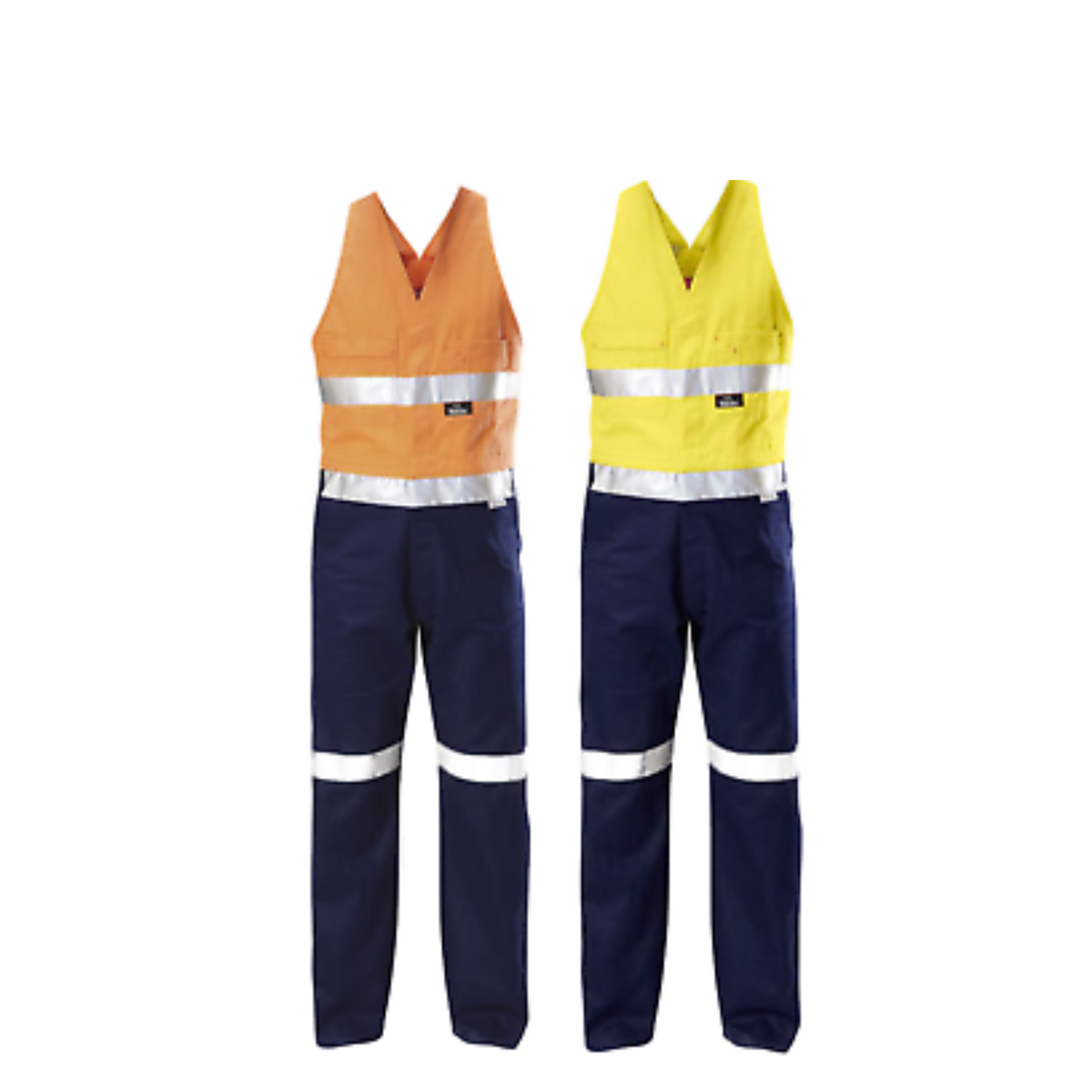 Mens Hard Yakka Hi-Vis 2 Tone Cotton Drill Action Overalls Work Taped Y01055-Collins Clothing Co