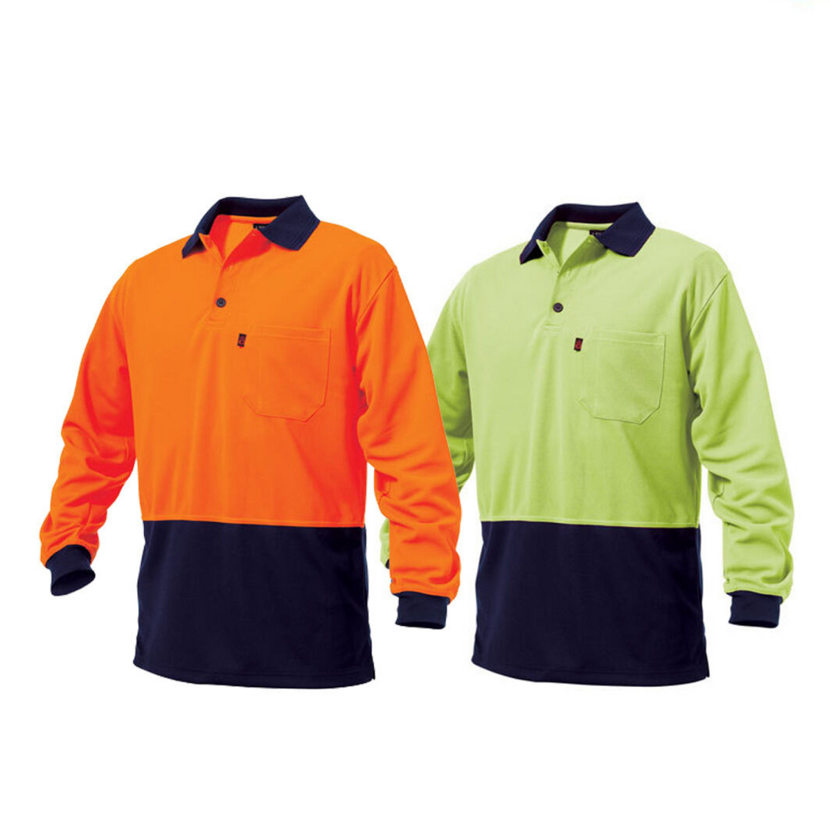 Mens KingGee Long Sleeve Hi-Vis Polo Shirt Top 2 Tone Workwear Safety K54200-Collins Clothing Co