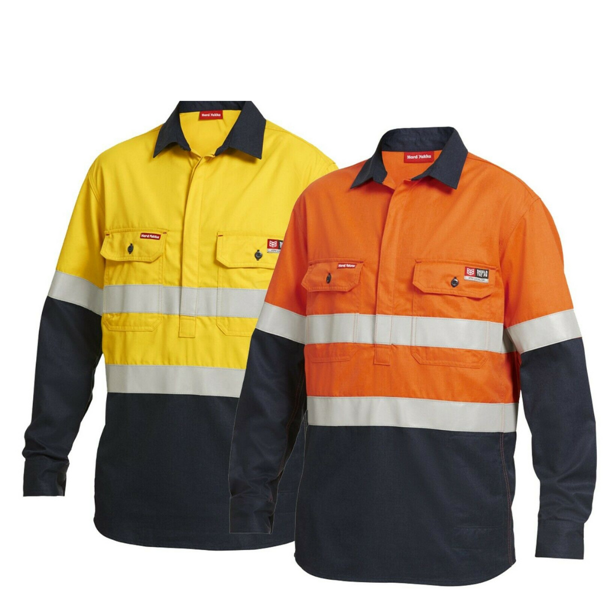 Mens Hard Yakka FR ShieldTec Hi-Vis Safety Mining Energy Gas Work Shirt Y04550-Collins Clothing Co