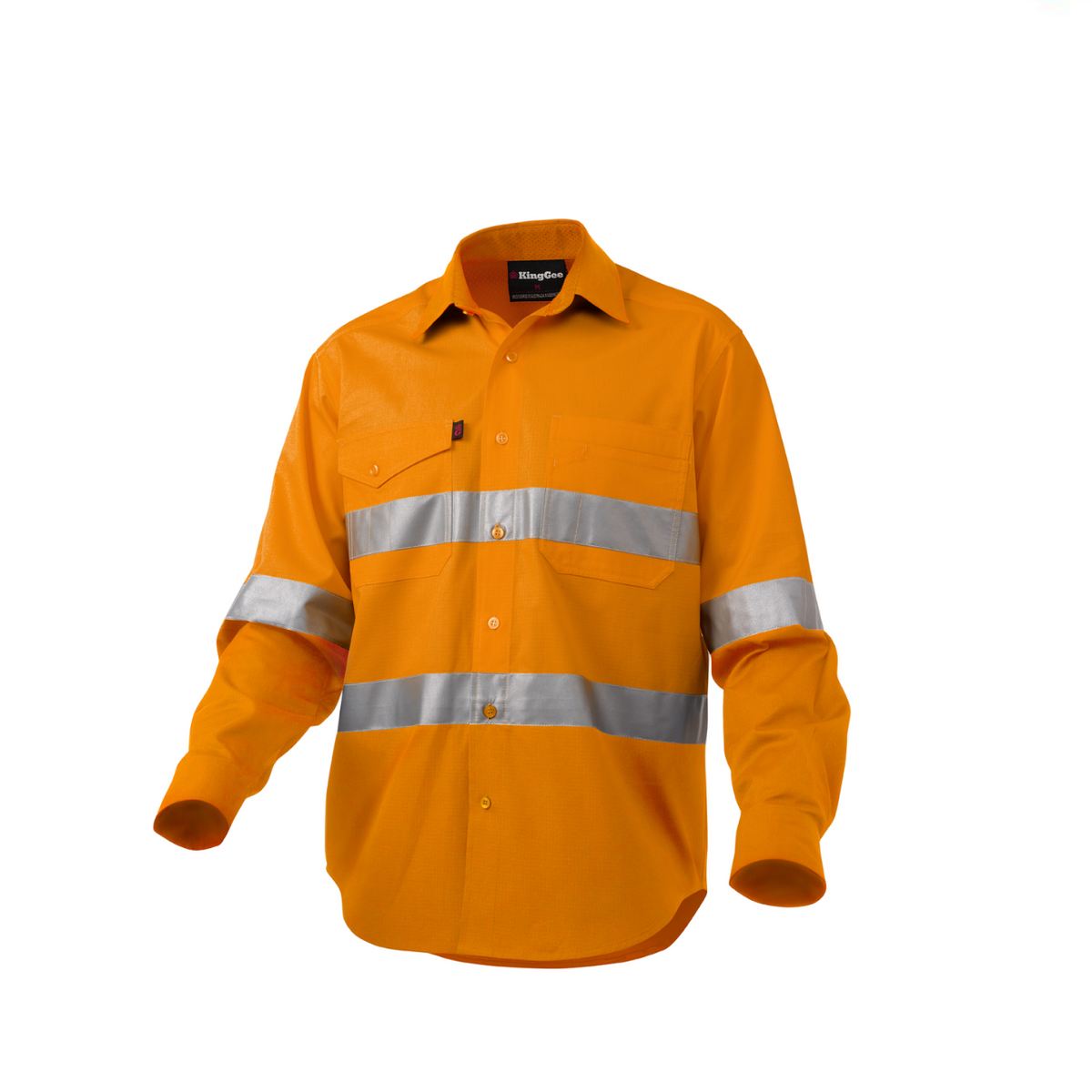KingGee Mens Workcool 2 Hi-Vis Reflective Shirt Long Sleeve Taped Work K54890-Collins Clothing Co