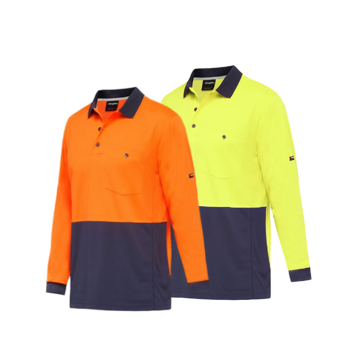 KingGee Mens Workcool Hyperfreeze Polo Shirt Long Sleeve Hi-Vis Top Work K54235-Collins Clothing Co