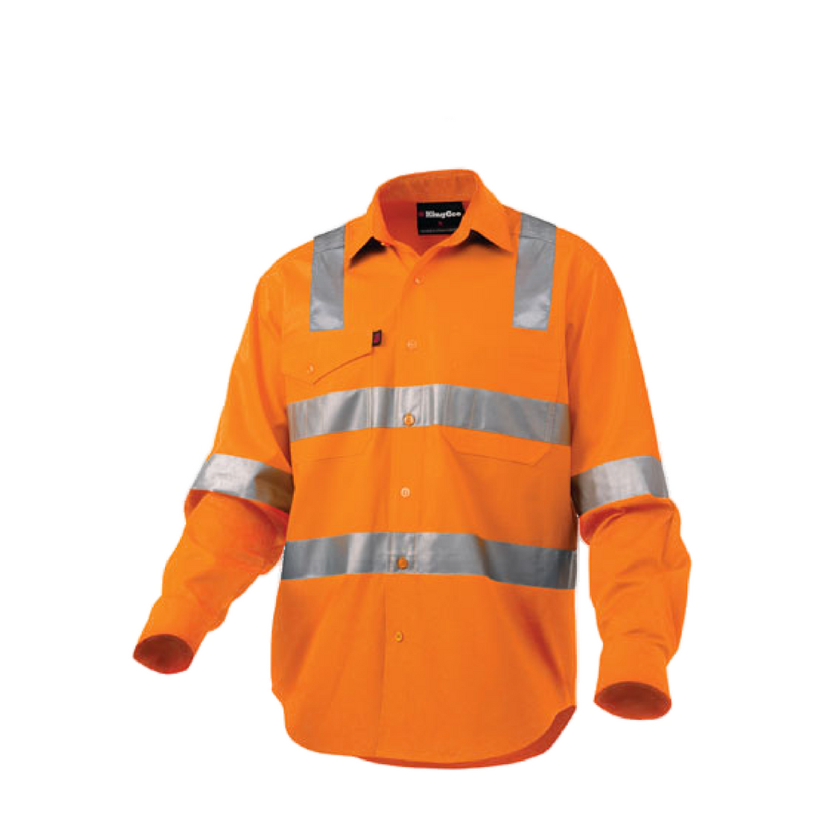 KingGee Mens Workcool Reflective Hi-Vis Work Shirt X Pattern Taped Safety K54895-Collins Clothing Co
