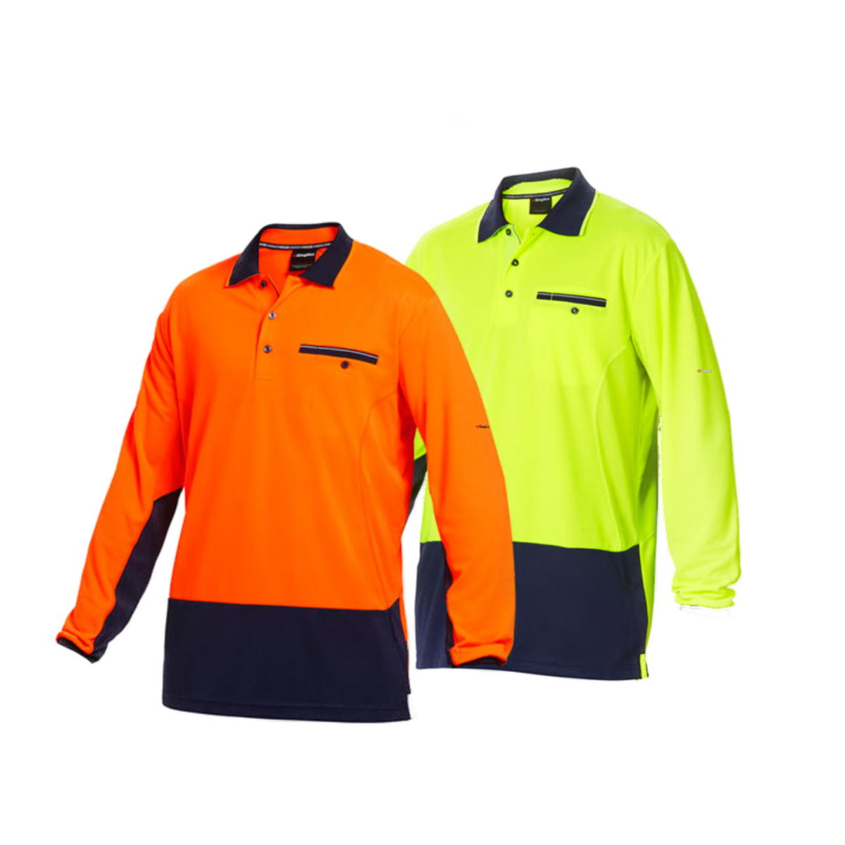 KingGee Mens Workcool Shirt Top Hi-Vis Polo Long Sleeve Work Safety K54840-Collins Clothing Co
