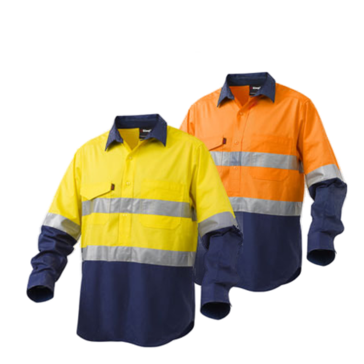 KingGee Mens Workcool Taped Hi-Vis Closed Front Shirt Long Sleeve Work K54886-Collins Clothing Co