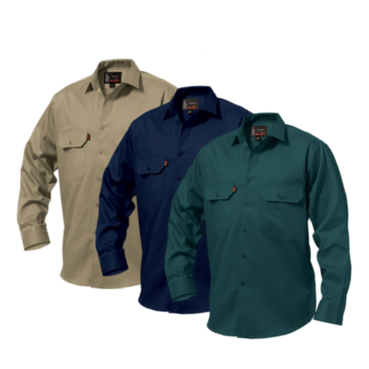 KingGee Open Front Drill Shirt Reinforced Stitching Tough Workwear K04010-Collins Clothing Co