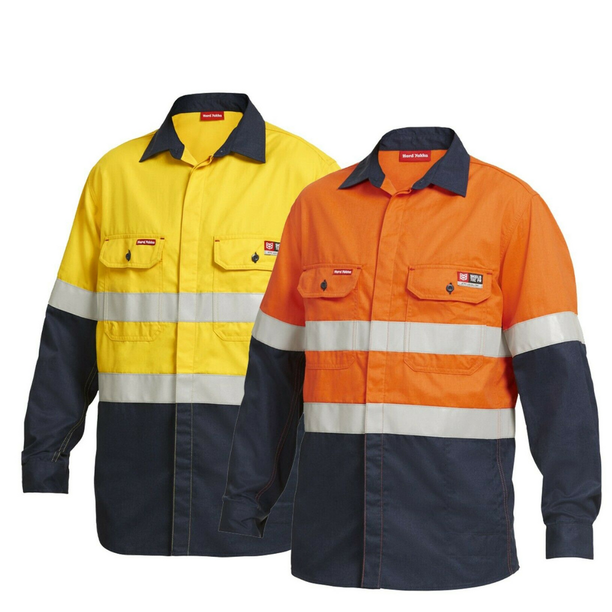 Mens Hard Yakka Protect Mining Work Hi-Vis Fire Resistant Safety Shirt Y04350