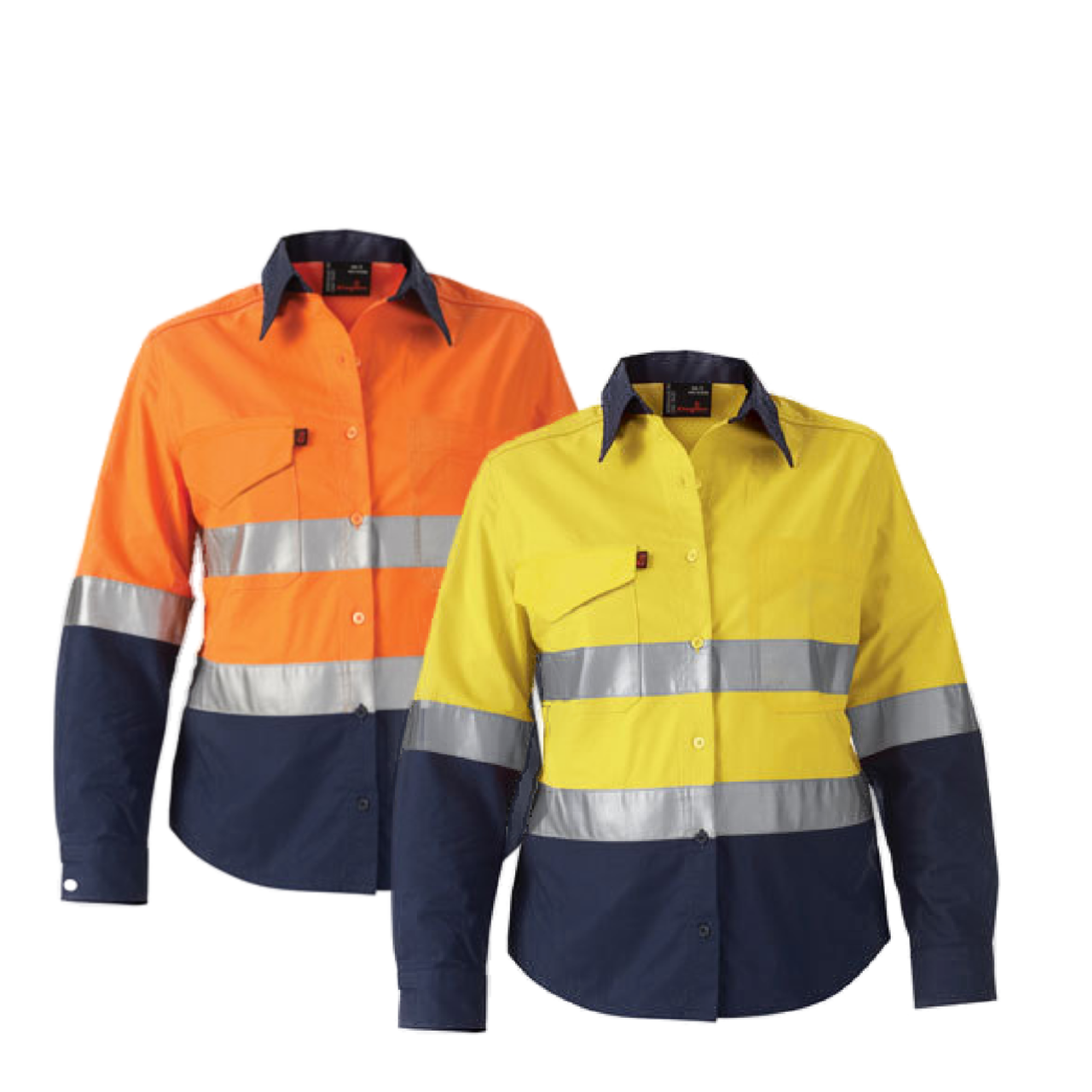 KingGee WorkCool 2 Womens Hi Vis Ref Spliced Shirt L/S Lightweight K44544-Collins Clothing Co