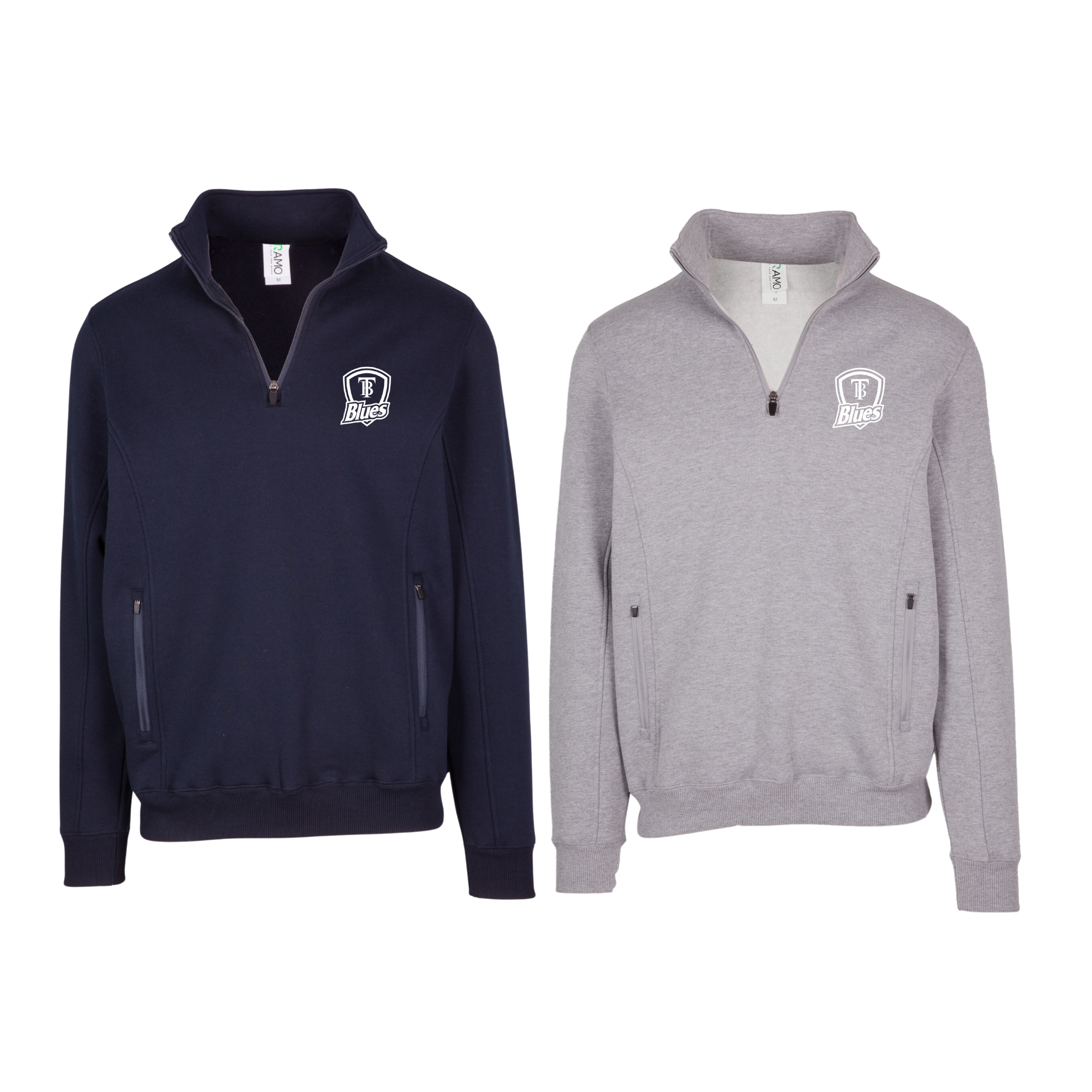 Tumby Bay Blues Mens Navy Grey Enterprise Half Zip Fleece Logo Embroidered F365HZ