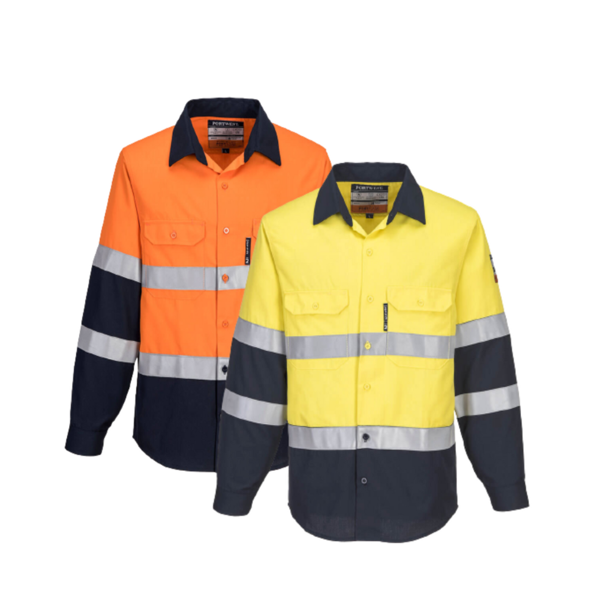 Portwest Mens Prime Mover Hi-Vis Work Shirt Long Sleeve Closed Front Taped FR04-Collins Clothing Co