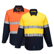 Portwest Mens Prime Mover Work Hi-Vis Two Tone Long Sleeve Shirt Taped MA101-Collins Clothing Co