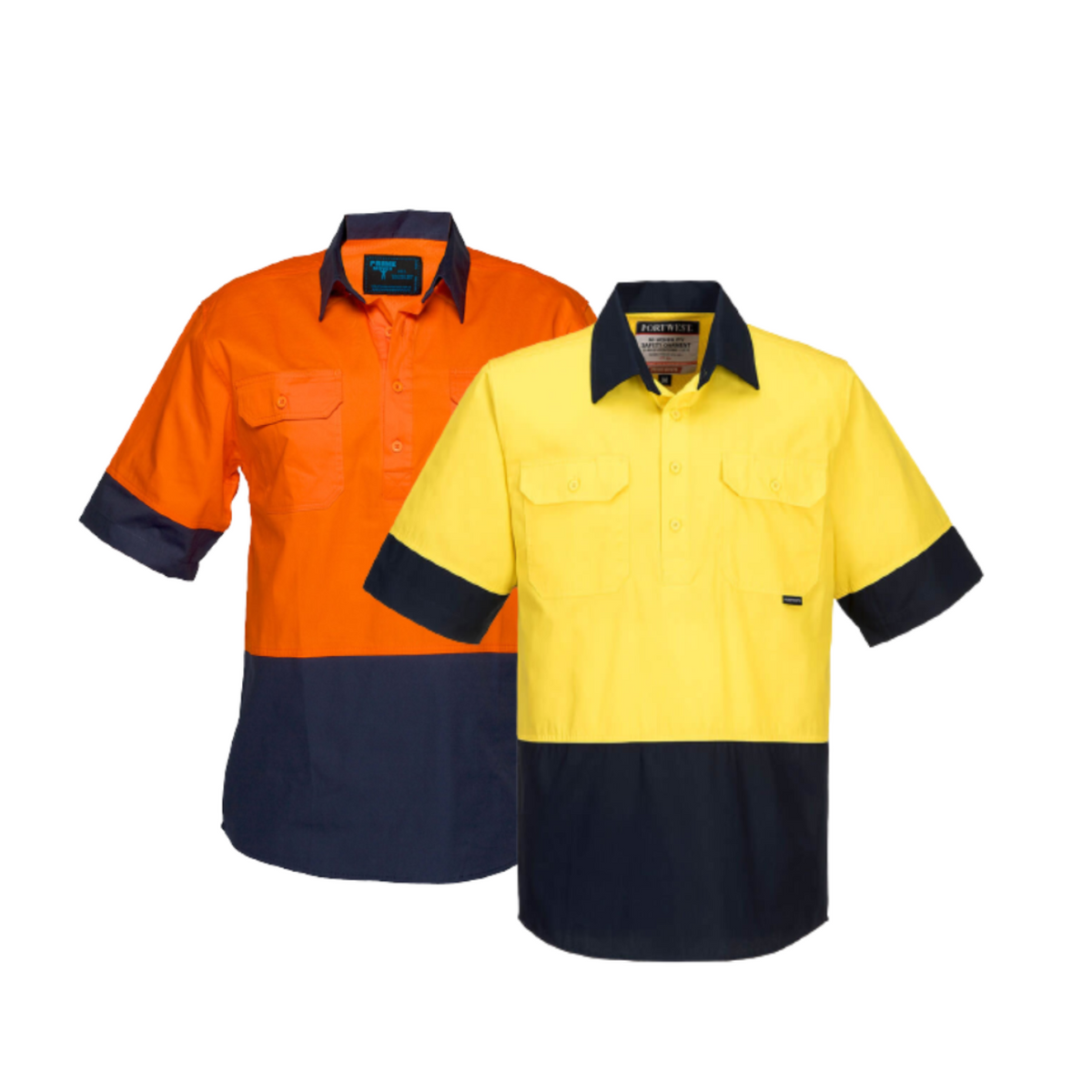 Portwest Hi-Vis Two Tone Lightweight Short Sleeve Closed Front Shirt Wear MC802-Collins Clothing Co