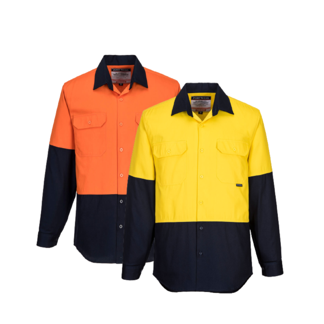 Portwest Hi-Vis Two Tone Regular Weight Long Sleeve Shirt Work Safety MS901-Collins Clothing Co