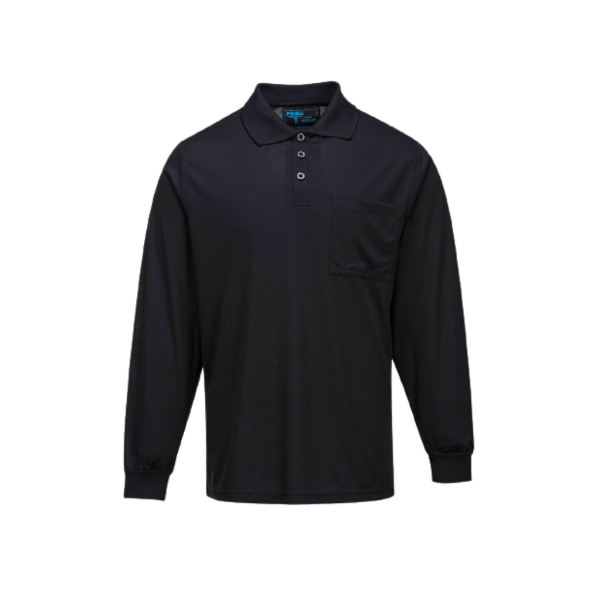 Portwest Long Sleeve Solid Colour Micro Mesh Polo Black Casual Shirt MP103-Collins Clothing Co