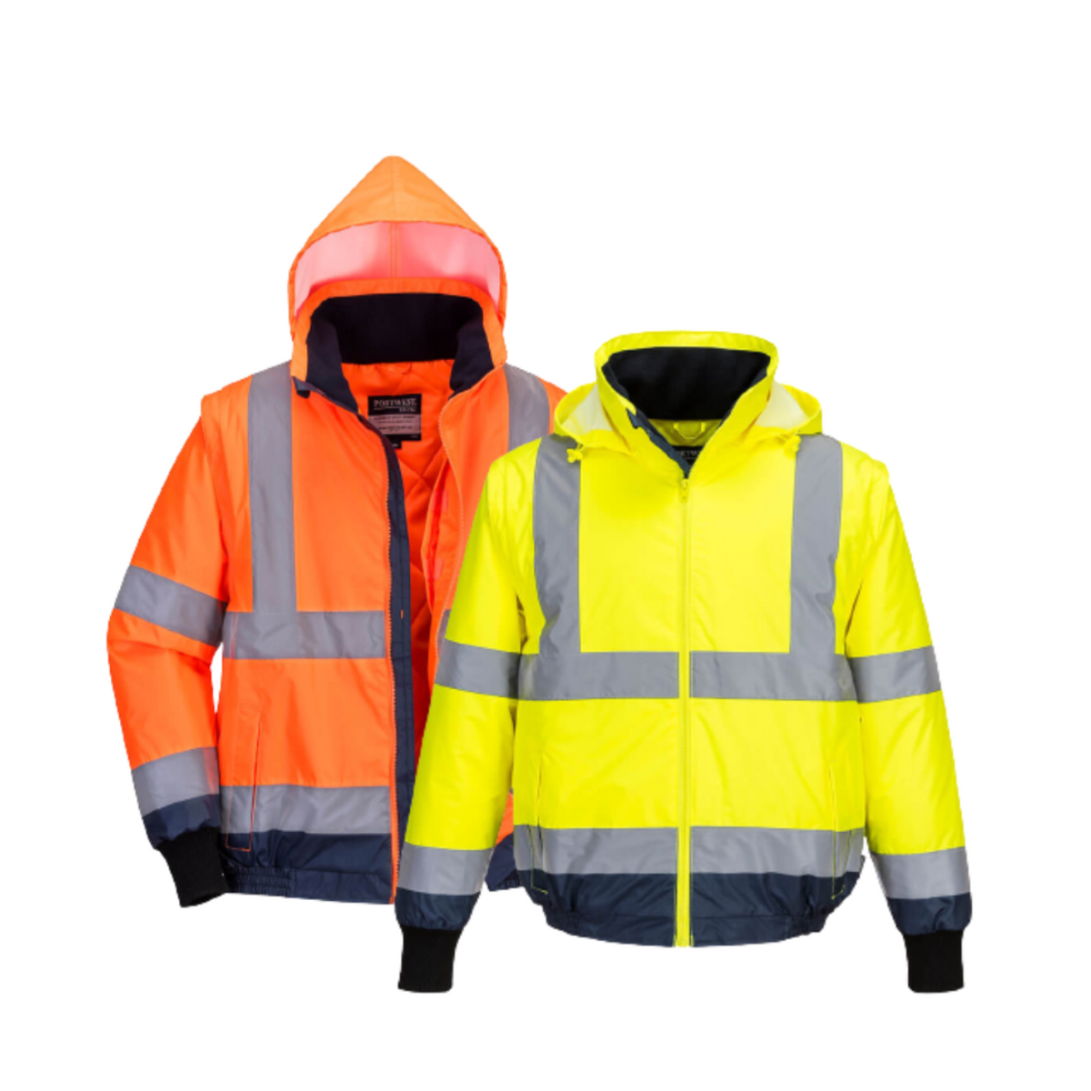 Portwest Hi-Vis Essential 2-in-1 Bomber Jacket with tape Reflective Safety MJ464-Collins Clothing Co