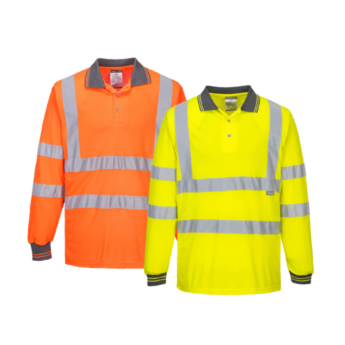Portwest Hi-Vis Long Sleeved Polo 2 Tone Reflective Taped Work Safety S277-Collins Clothing Co