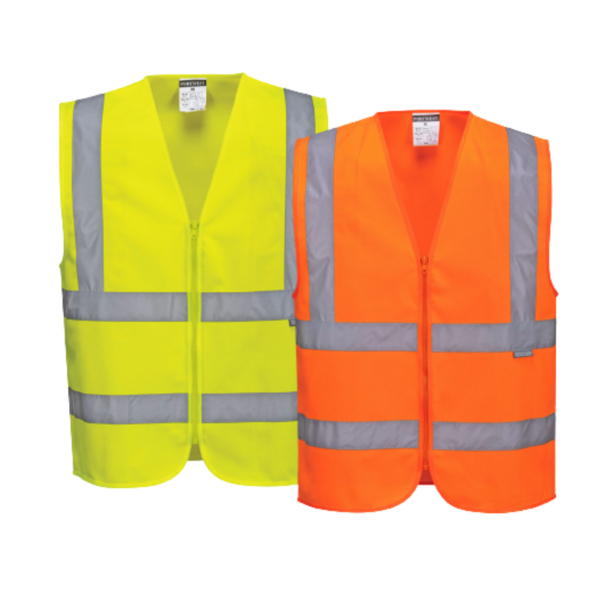 Portwest Mens Hi-Vis Zipped Band & Brace Vest Lightweight Taped Safety Work C375-Collins Clothing Co