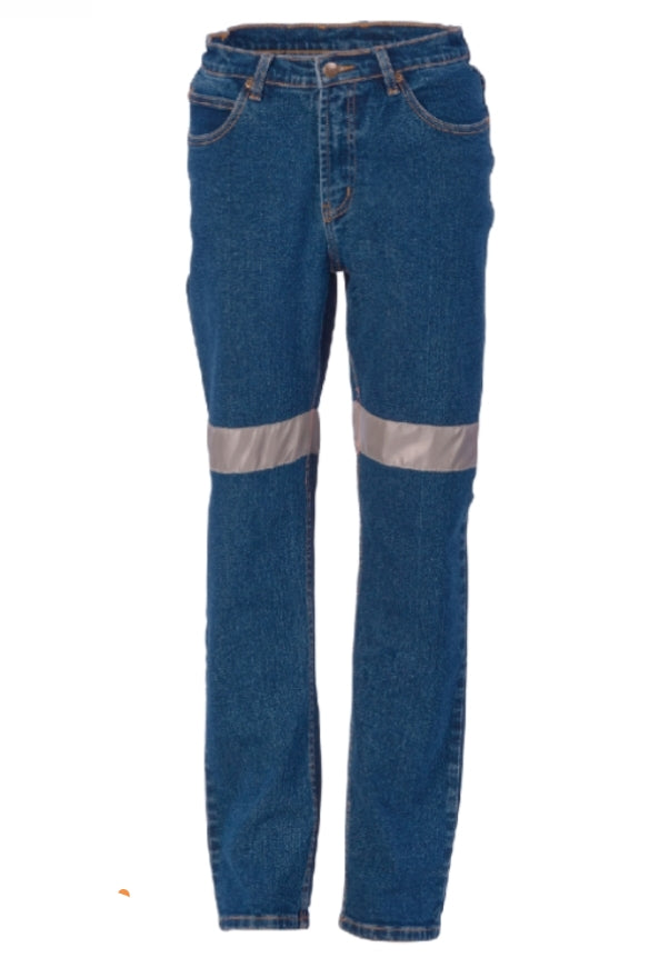 DNC Workwear Hi-Vis Ladies Taped Denim Stretch Jeans CSR R/Taped Work 3339