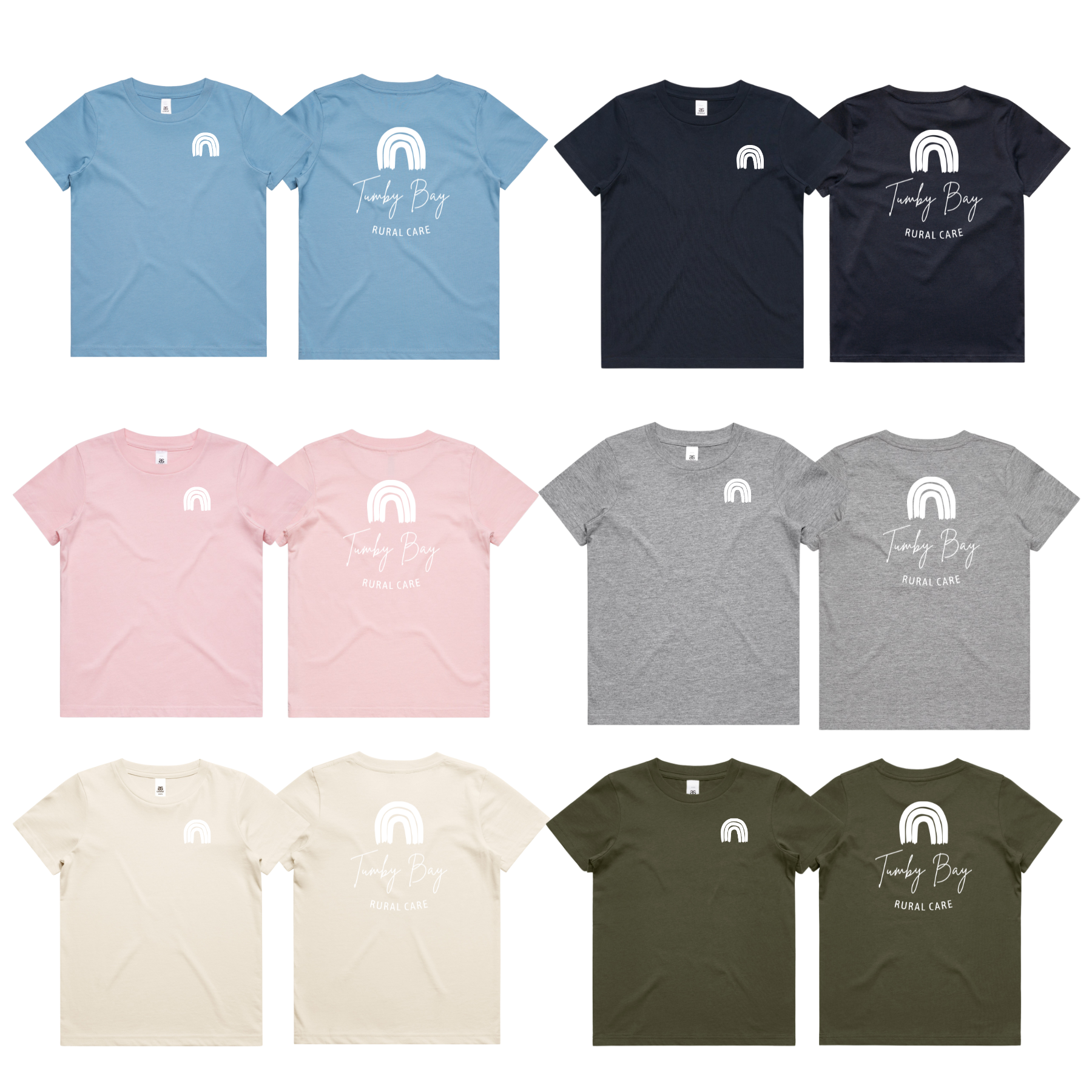 Tumby Bay Rural Care Crew Neck Tees Logo Print Front and Back 3006