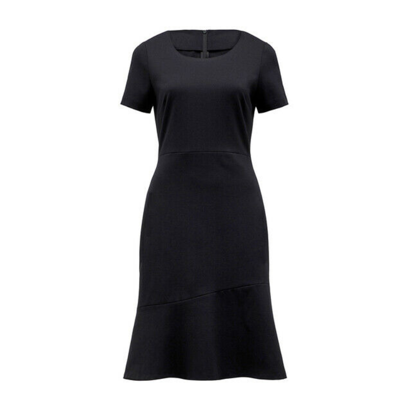 NNT Womens Short Sleeve Dress Ponte Knit Waist Seam Formal Knee Length CAT67K-Collins Clothing Co