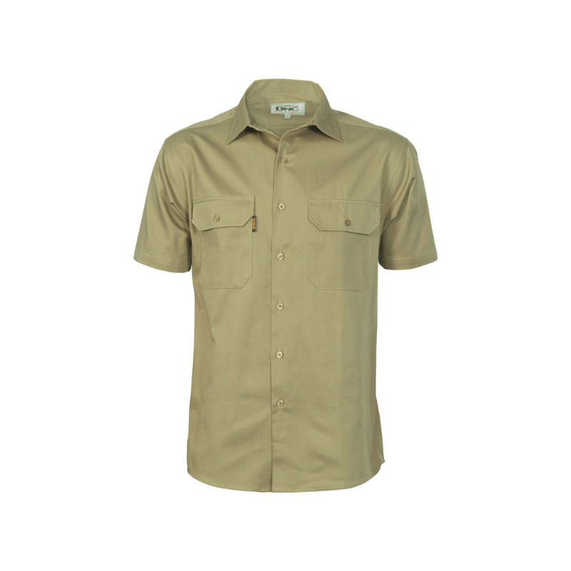 DNC Workwear Mens Cotton Drill Close Front Work Shirt Short Sleeve 3203-Collins Clothing Co