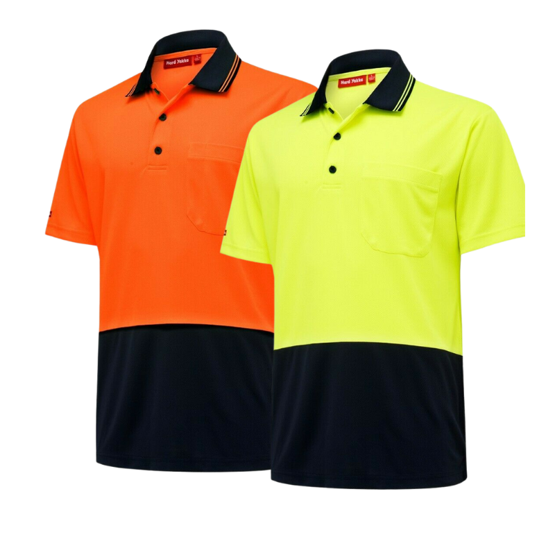 Hard Yakka Core Hi-Vis Micro Safety Cool Polo Work Shirt Tradie S/S Y19605-Collins Clothing Co