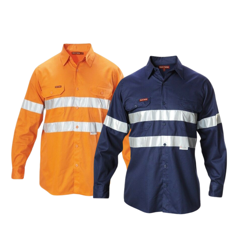 Hard Yakka Foundations Long Sleeve Taped Cotton Drill Work Shirt Y07227-Collins Clothing Co