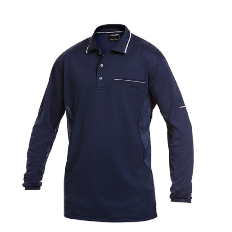 KingGee Mens Workcool Hyperfreeze Polo Long Sleeve Work Shirt Workwear K69790-Collins Clothing Co