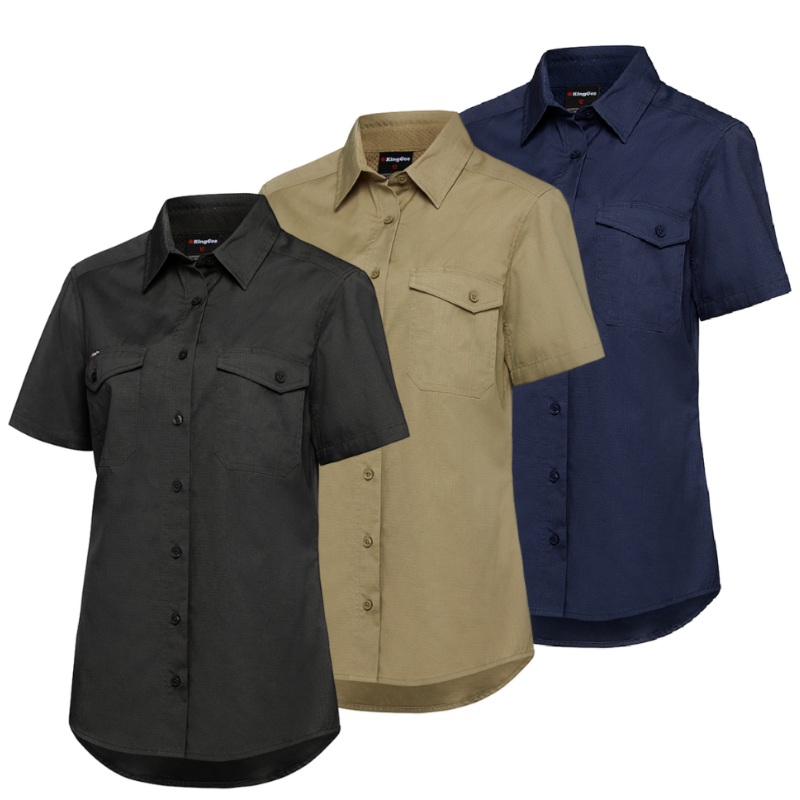 KingGee Womens Workcool 2 Shirt Short Sleeve Lightweight Breathable Work K44205-Collins Clothing Co