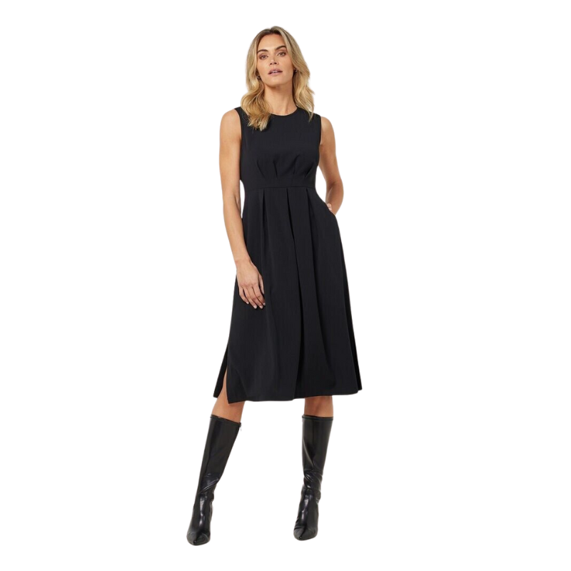 NNT Womens Crepe Stretch Elegant Midi Length Comfy Sleeveless Dress CAT69T-Collins Clothing Co