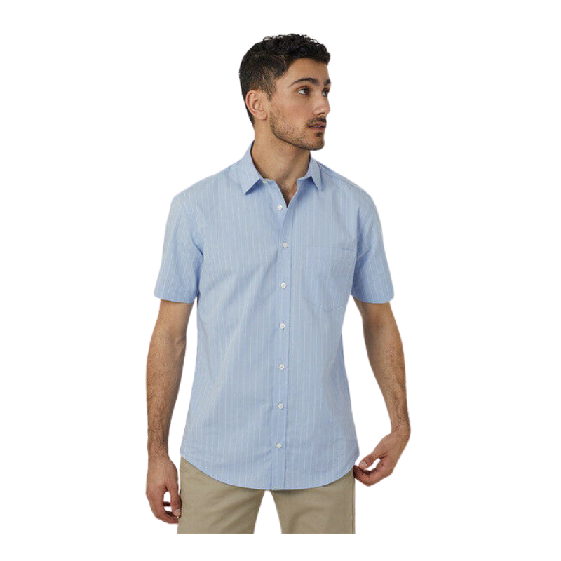 NNT Mens Avignon Pinstripe Short Sleeve Shirt Casual Regular Fit Business CATJDM-Collins Clothing Co