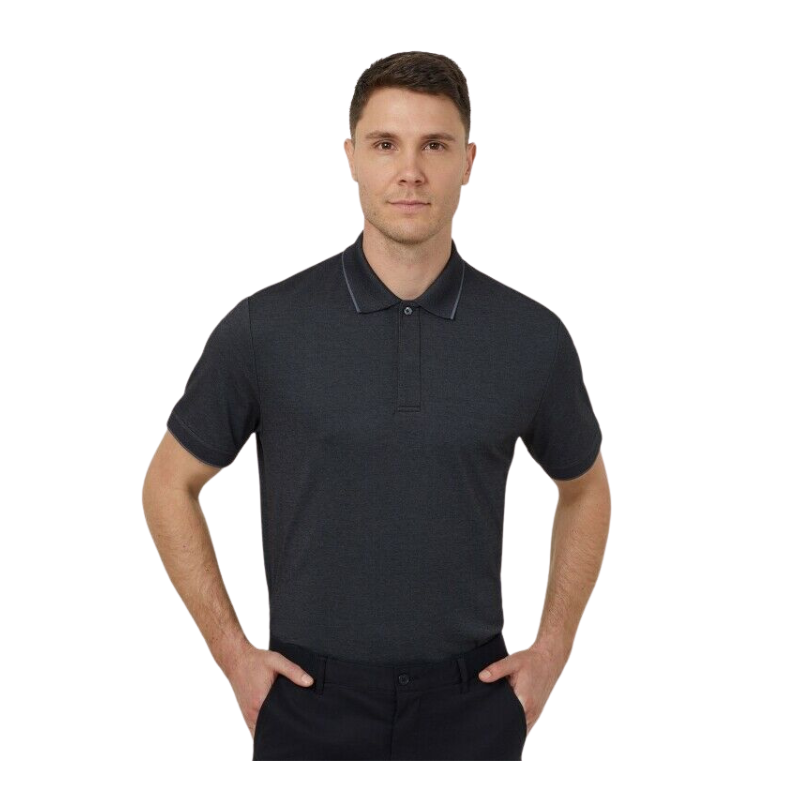NNT Mens Textured Short Sleeve Polo Comfortable Side Splits Classic CATJA4-Collins Clothing Co