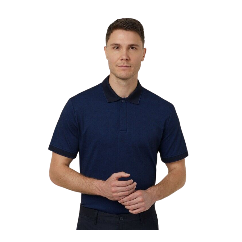 NNT Mens Textured Short Sleeve Polo Comfortable Side Splits Classic CATJA4-Collins Clothing Co