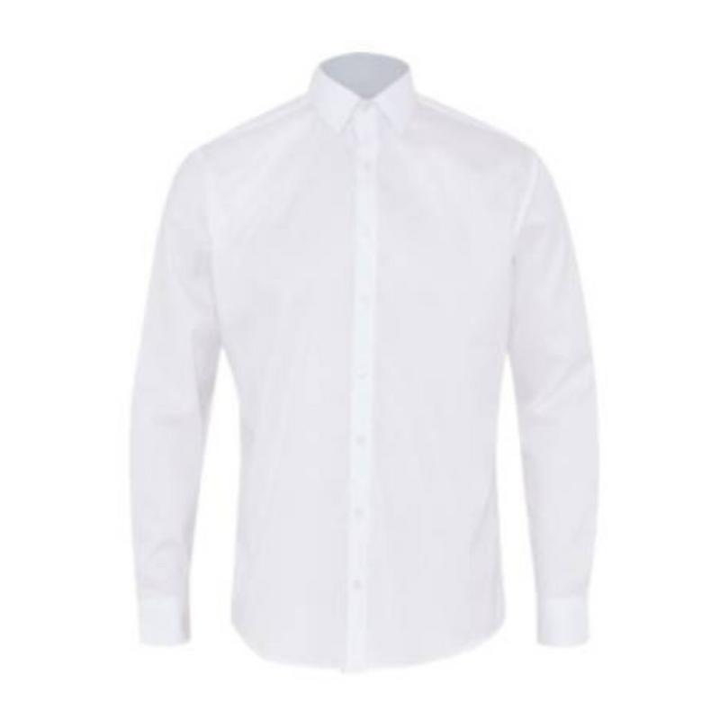 NNT Mens Stretch Twill Long Sleeve Shirt Classic Fit White Button Shirt CATJCB