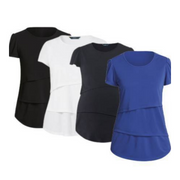 NNT Womens Matt Jersey Short Sleeve Layered Top Round Neckline Blouse CAT9XG-Collins Clothing Co