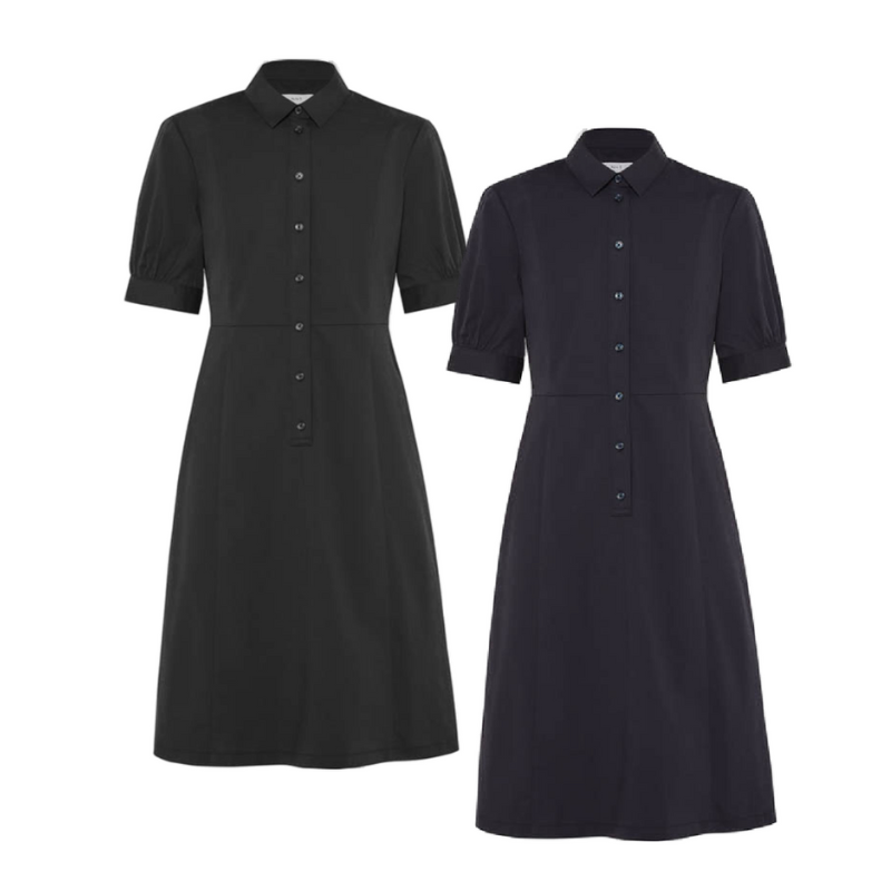 NNT Womens Avignon Shirt Dress Fit Flare Collared Elbow Length Cotton CAT69K-Collins Clothing Co